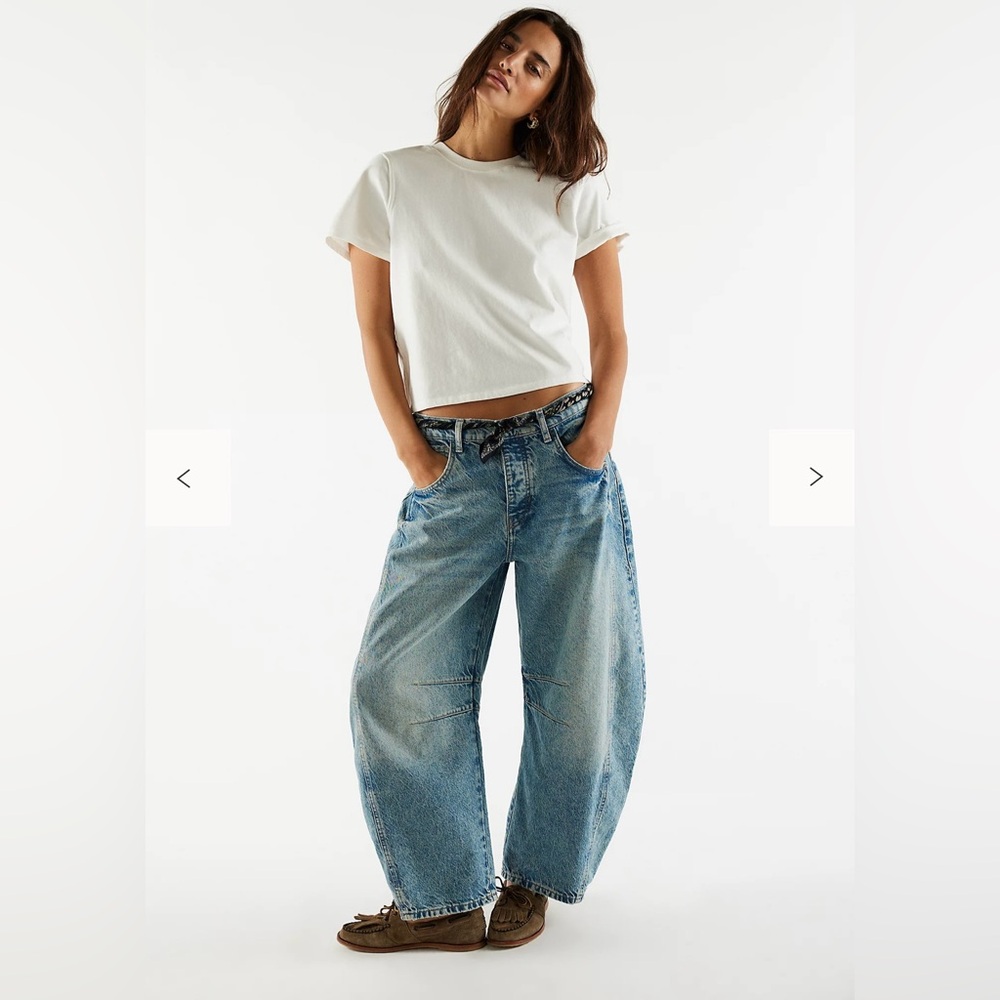 We The Free Good Luck Mid-Rise Barrel Jeans